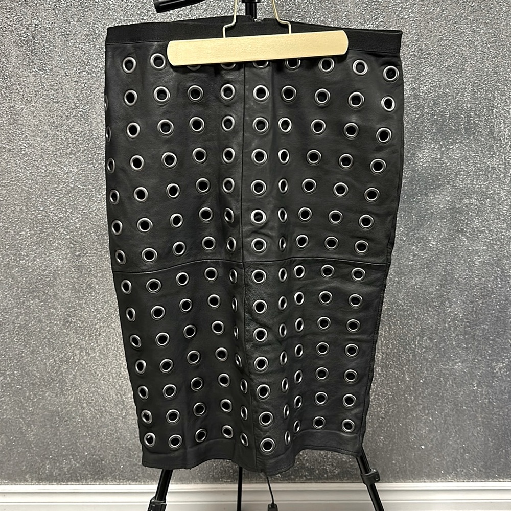 BCBGMAXAZRIA - Grommet Leather Pencil Skirt